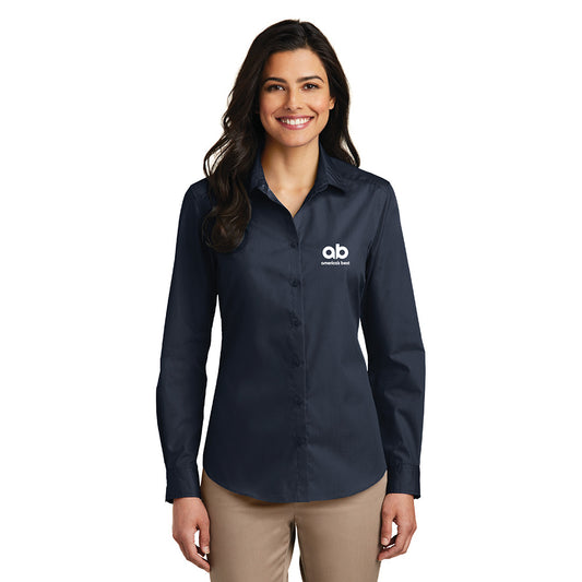 AB Women's Port Authority Long Sleeve Carefree Poplin Shirt