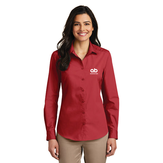 AB Women's Port Authority Long Sleeve Carefree Poplin Shirt